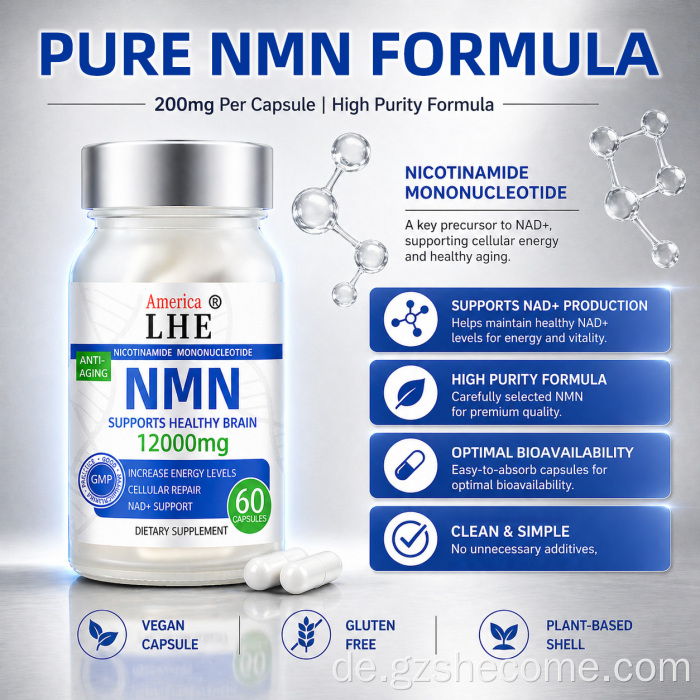 Shecome NMN Kapseln NAD+ unterstützen Anti-Aging